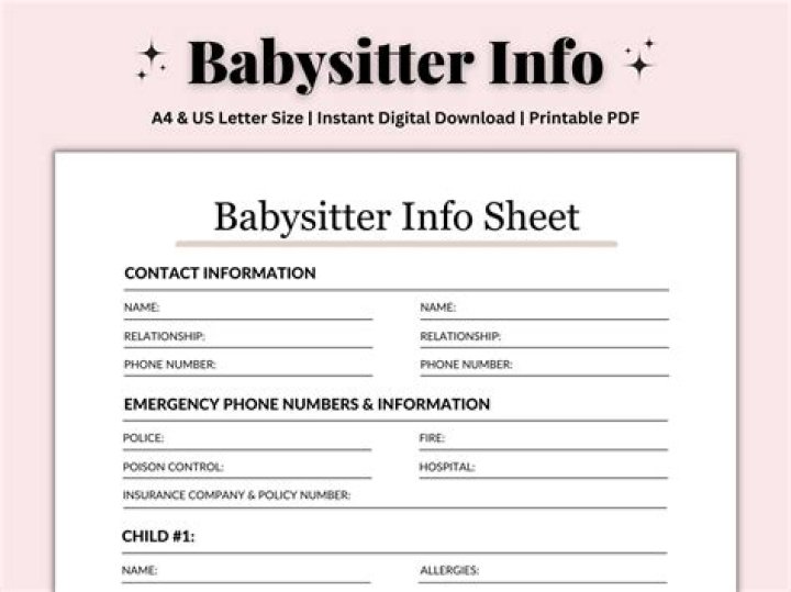 The ULTIMATE Babysitter's Info Sheet!